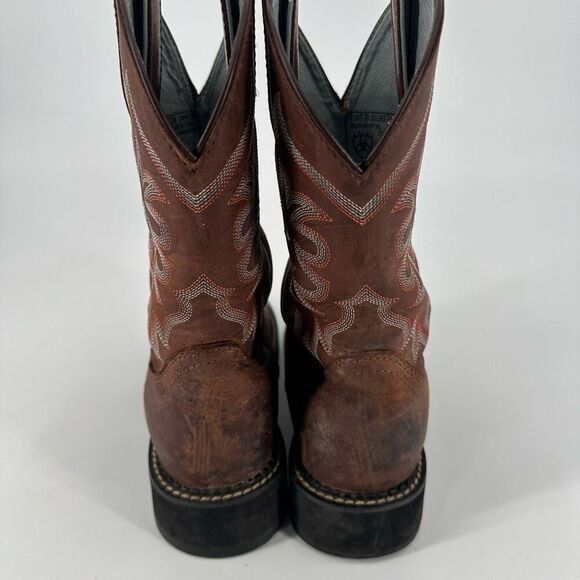 Ariat Pro Baby Brown Leather Western Embroidered Cowboy Boots Size 7 Style 16720 - Picture 9 of 13